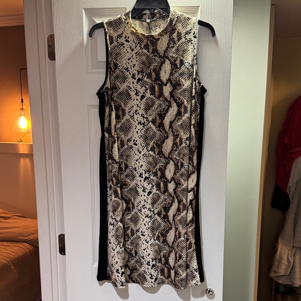 Snake Print Sleeveless Dress